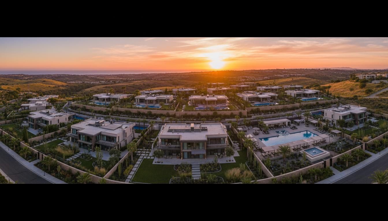 Luxury real estate development at sunset